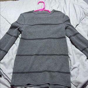 Gray Striped Long Sleeve Top
